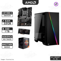 PC ROCKET - RYZEN 5 5600X - 32GB - 1TB - RX 7600 - 750W - GABINETE RGB