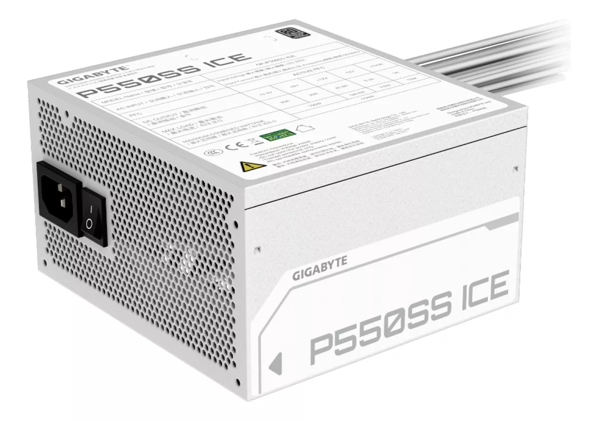 Fuente Gigabyte 550W P550SS 80 plus silver ICE Blanca
