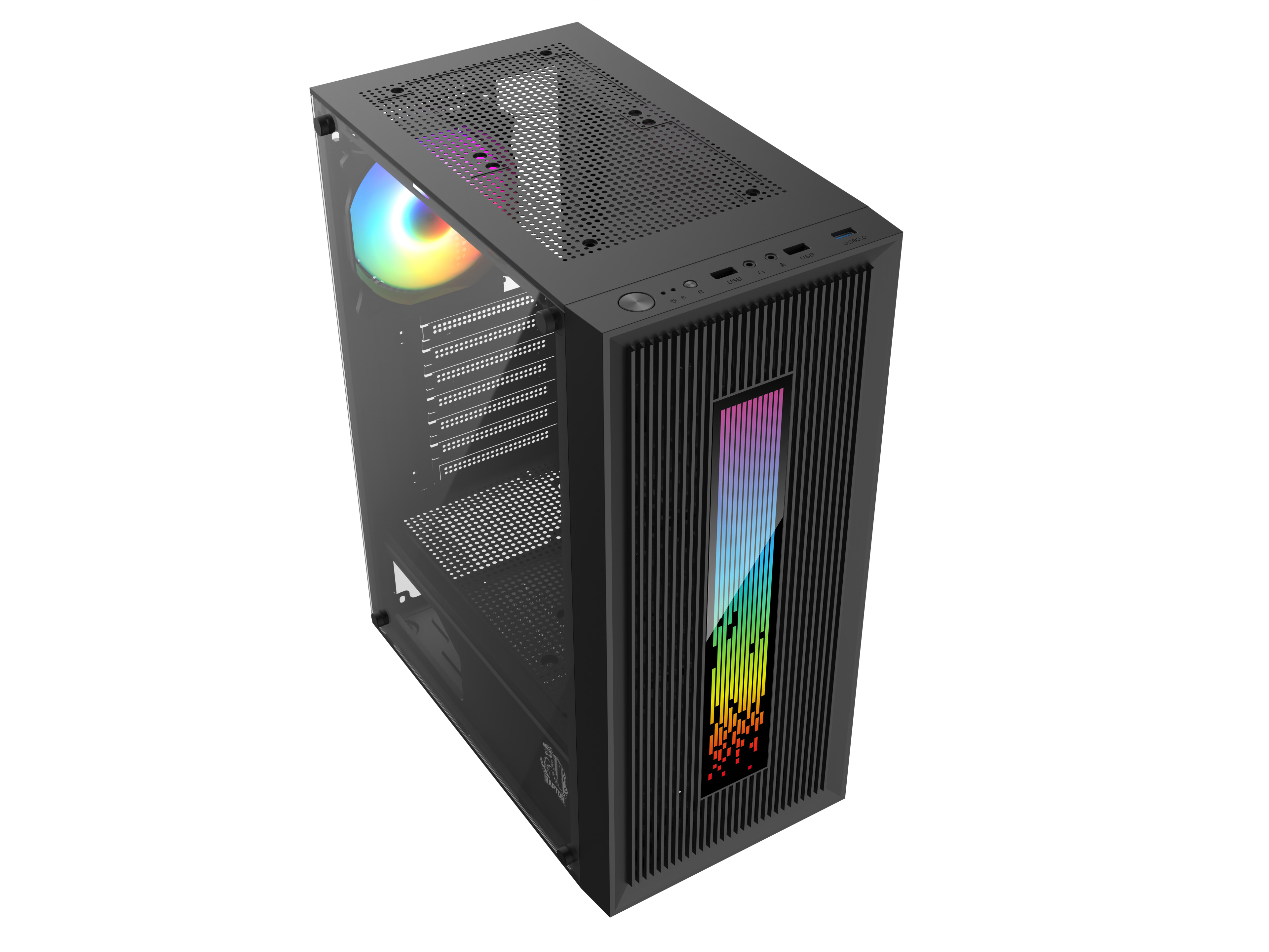 Gabinete Raptor Vortex Vidrio Templado y 1 Fan RGB