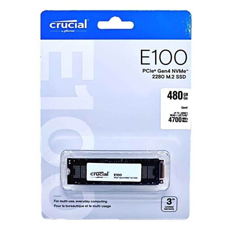 SSD 480 GB NVME Crucial E100 4700 MBPS