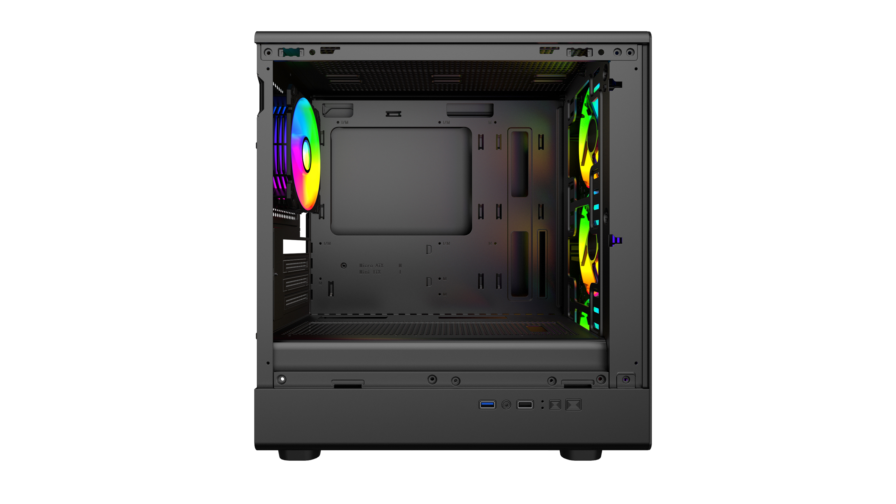 Gabinete MESH Sentey Mantis Vidrio templado lateral + 4 COOLERS ARGB — foto 2