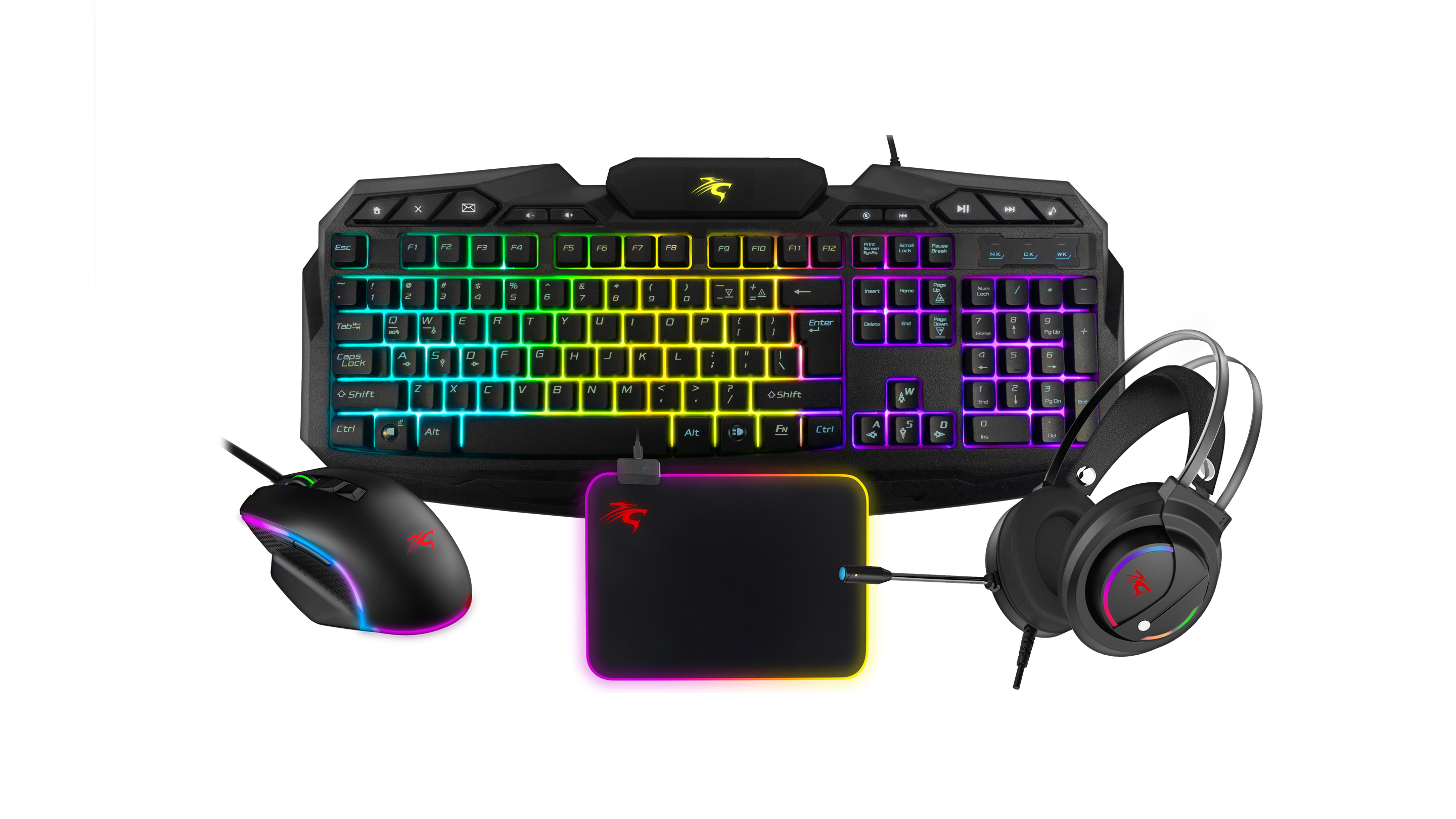 Combo Sentey GS5850 Auriculares con mic Teclado Mouse Pad todo RGB