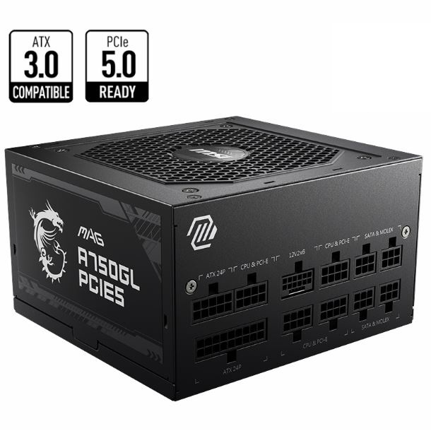 Fuente 750W MSI MAG A750GL PCIE5 Full Modular 80 Plus Gold
