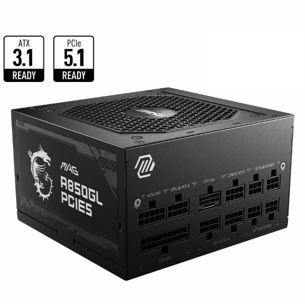 Fuente 850W MSI MAG A850GL PCIE5 Full Modular 80 Plus Gold