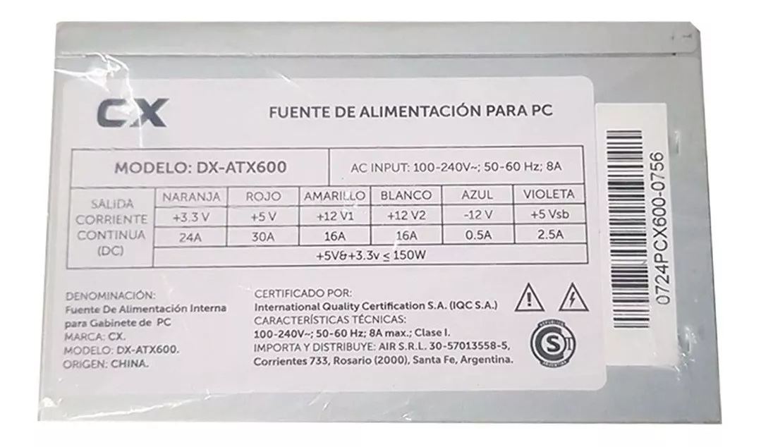 Fuente Mini ITX Performance CX 600W para gabinete Slim