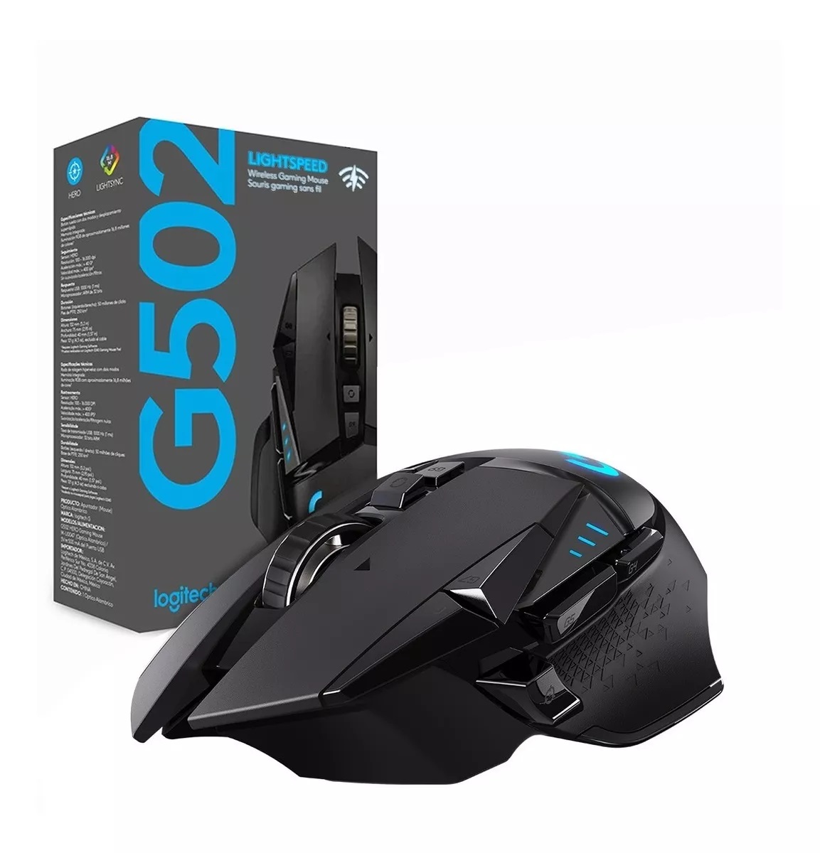 Mouse Logitech G502 Hero 25600 DPI 11 Botones programables RGB Lightspeed Inalambrico