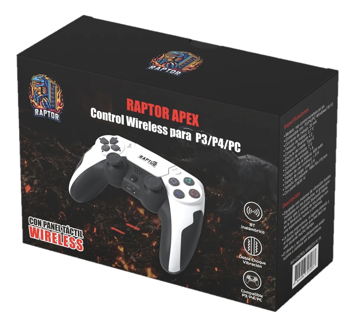 Joystick Raptor Apex Inalambrico para PS3 PS4 PC panel tactil y vibracion