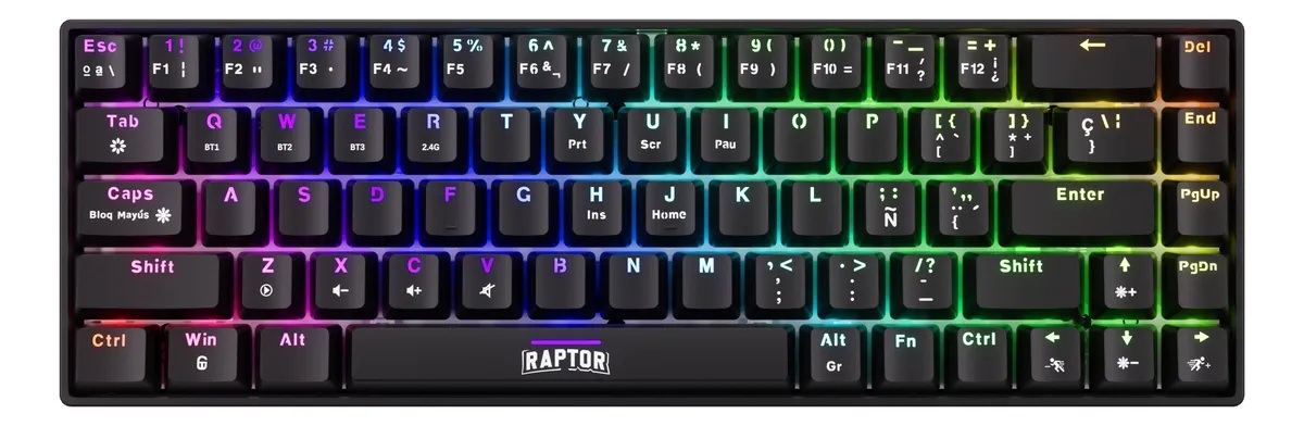 Teclado Raptor Fireclaw M68 Mecanico Outemu Red RGB Inalambrico