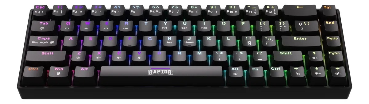Teclado Raptor Fireclaw M68 Mecanico Outemu Red RGB Inalambrico