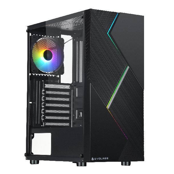 Gabinete Evolabs Bolt 1 FAN FRGB Vidrio Templado Lateral