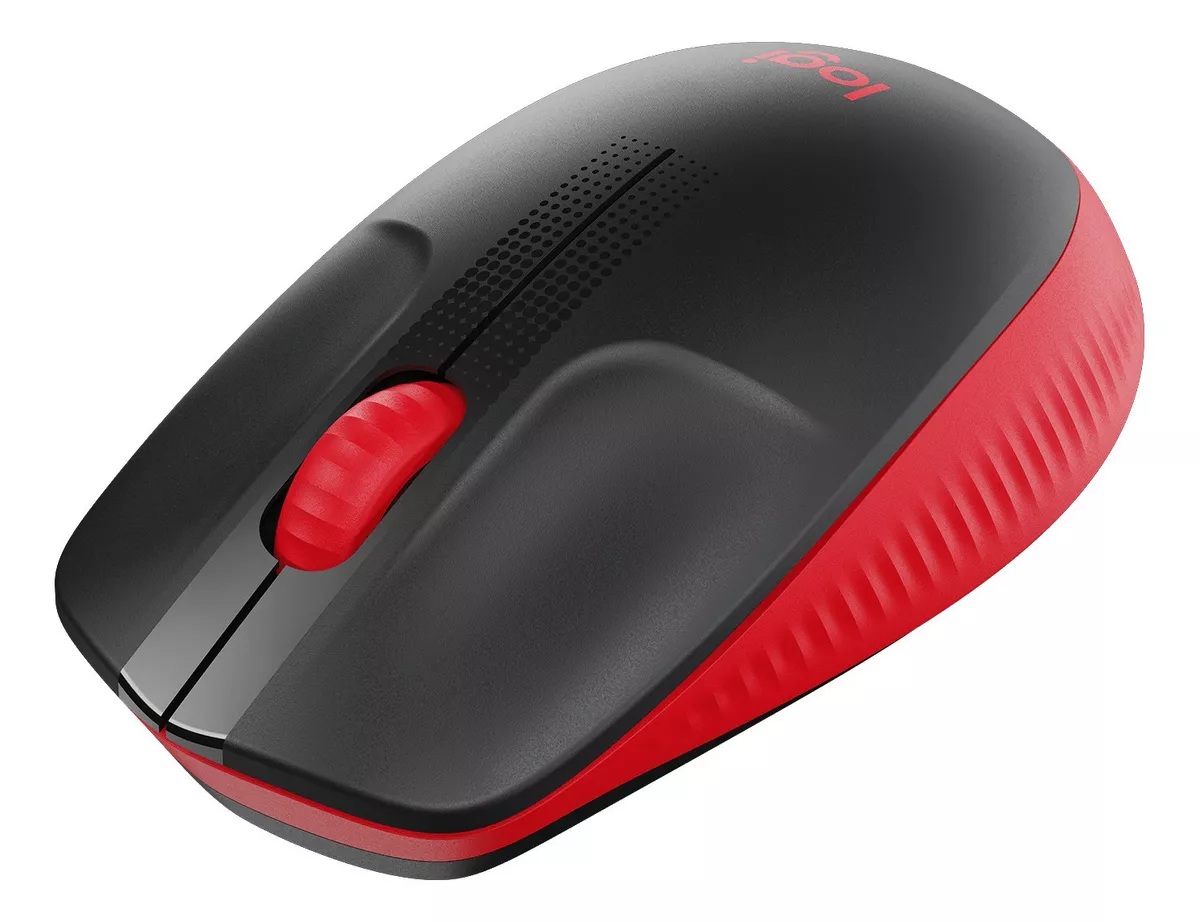 Mouse Inalambrico Logitech M190 Full Size Negro y Rojo
