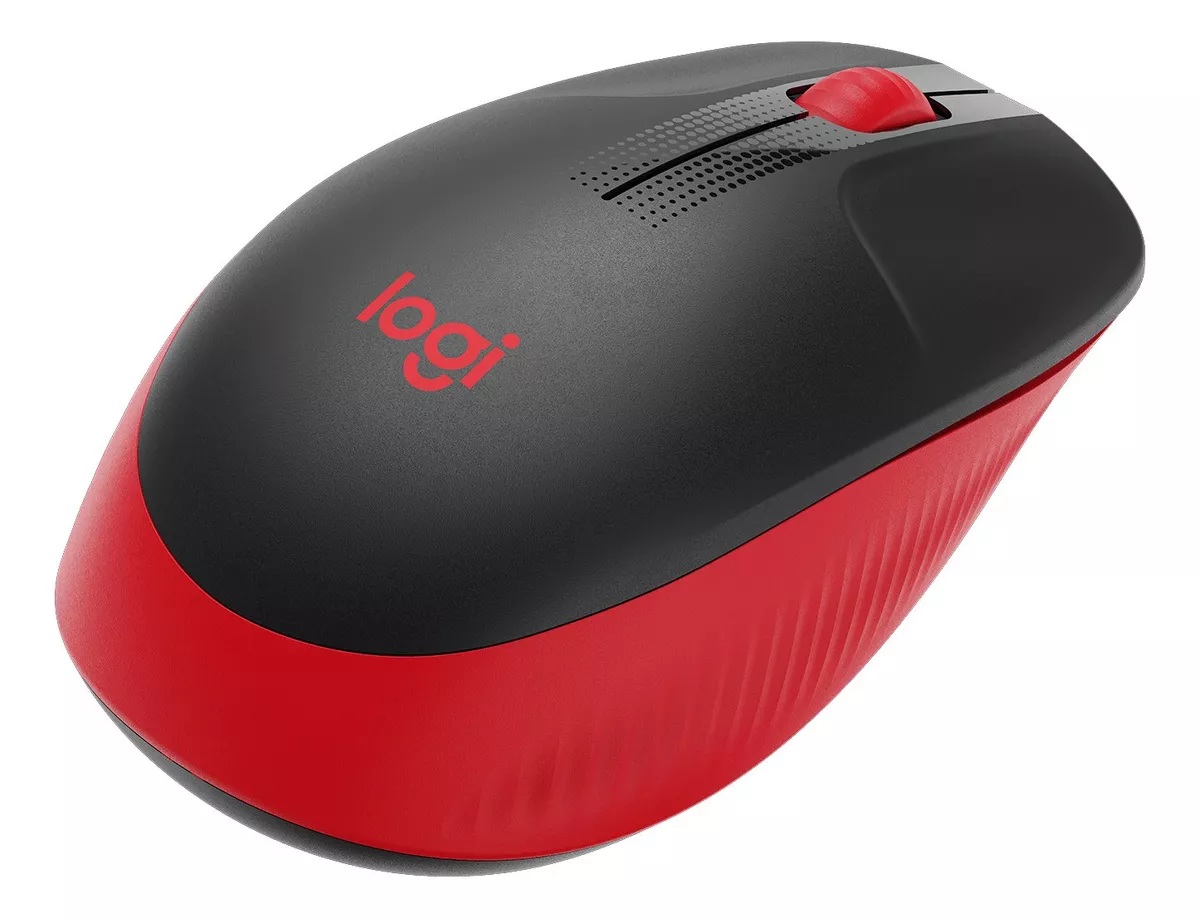 Mouse Inalambrico Logitech M190 Full Size Negro y Rojo