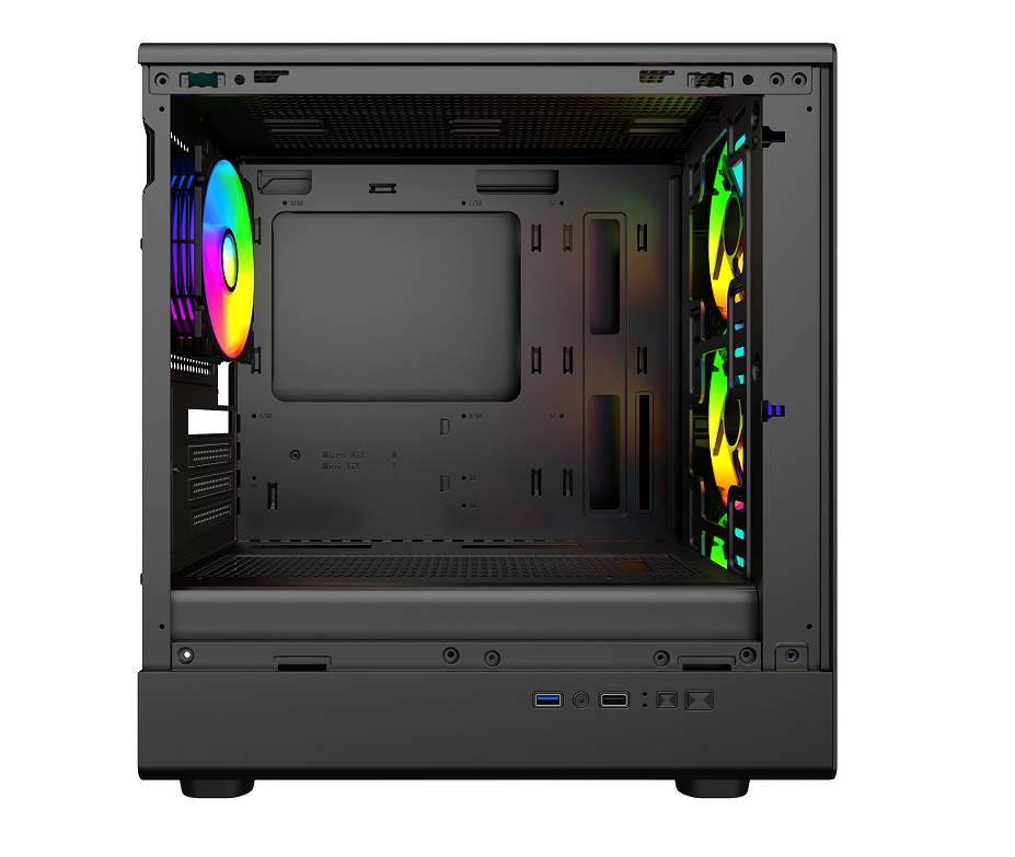 Gabinete Sentey M25 4 Coolers ARGB Vidrio templado lateral frente mesh