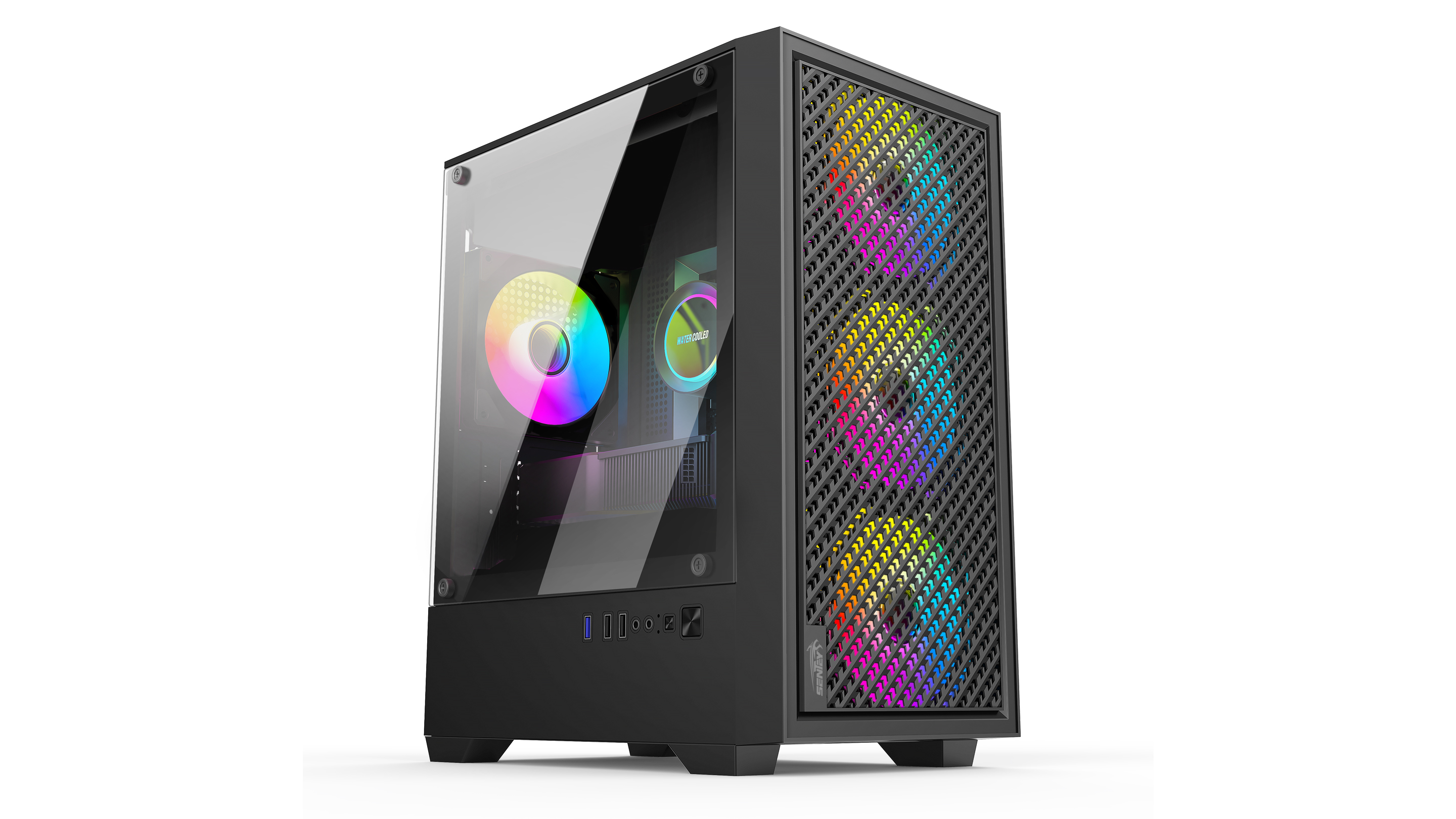 Gabinete Sentey H12 Negro Frente Mesh 4 Fanes FRGB Vidrio templado