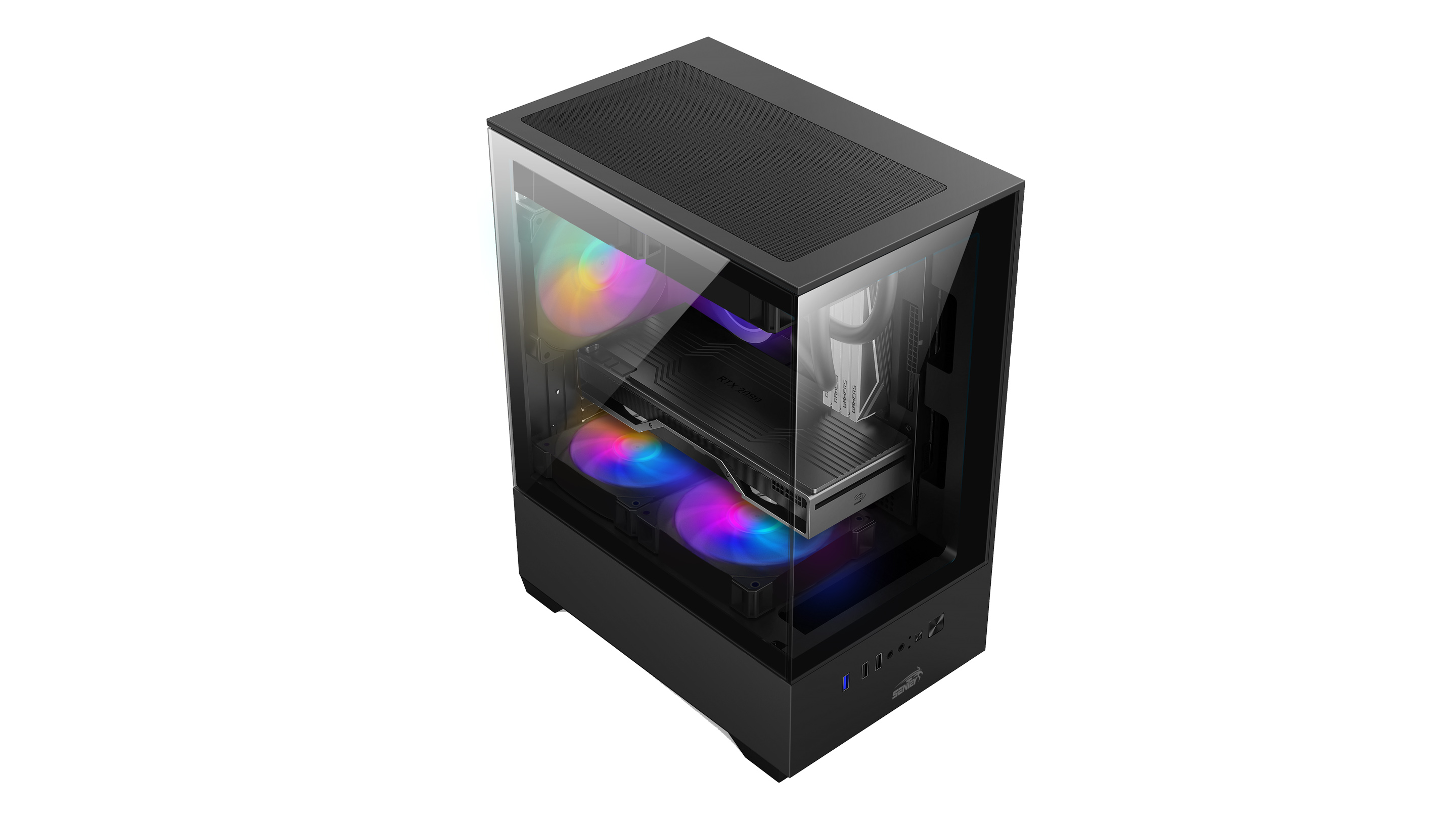 Gabinete Sentey H11 ARGB Negro 5 Fanes FRGB vidrio templado lateral y frontal