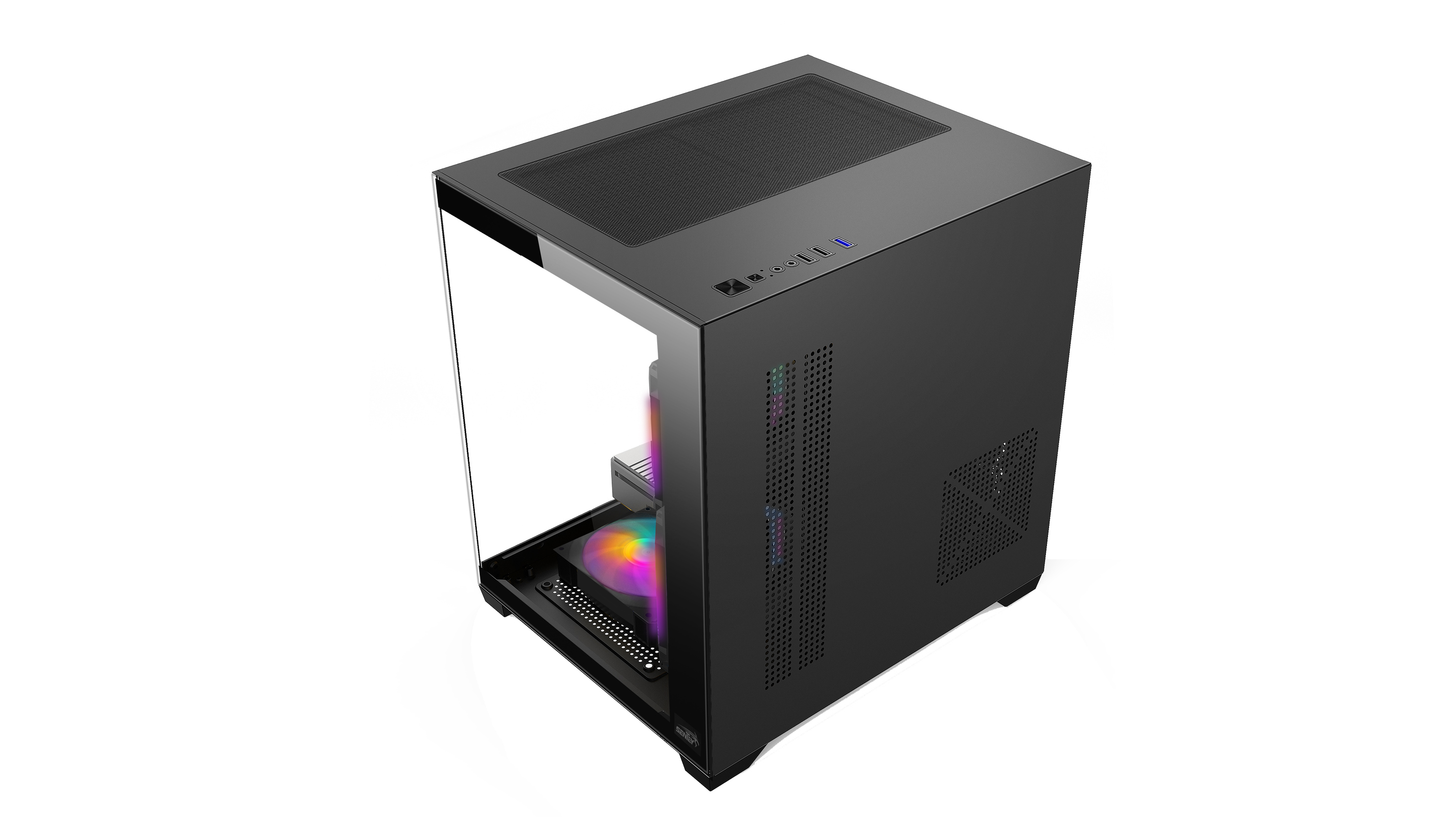 Gabinete Sentey A5 Micro FRGB 5 Fanes vidrio templado lateral y frontal