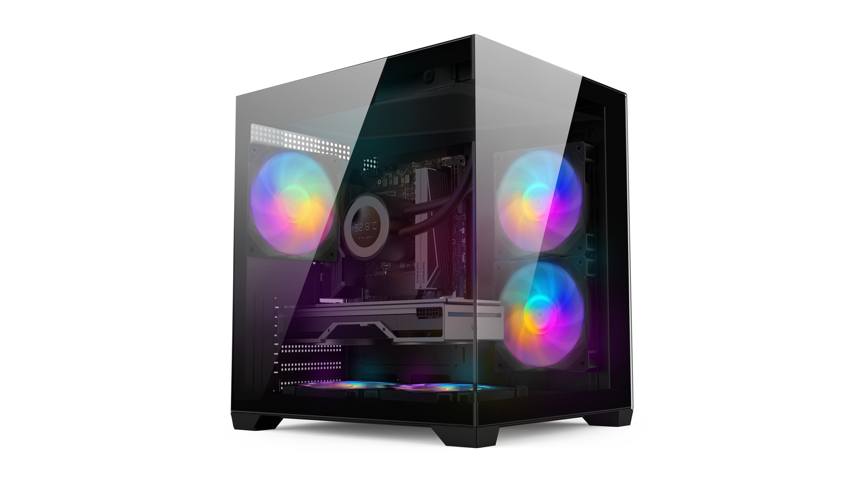 Gabinete Sentey A5 Micro FRGB 5 Fanes vidrio templado lateral y frontal