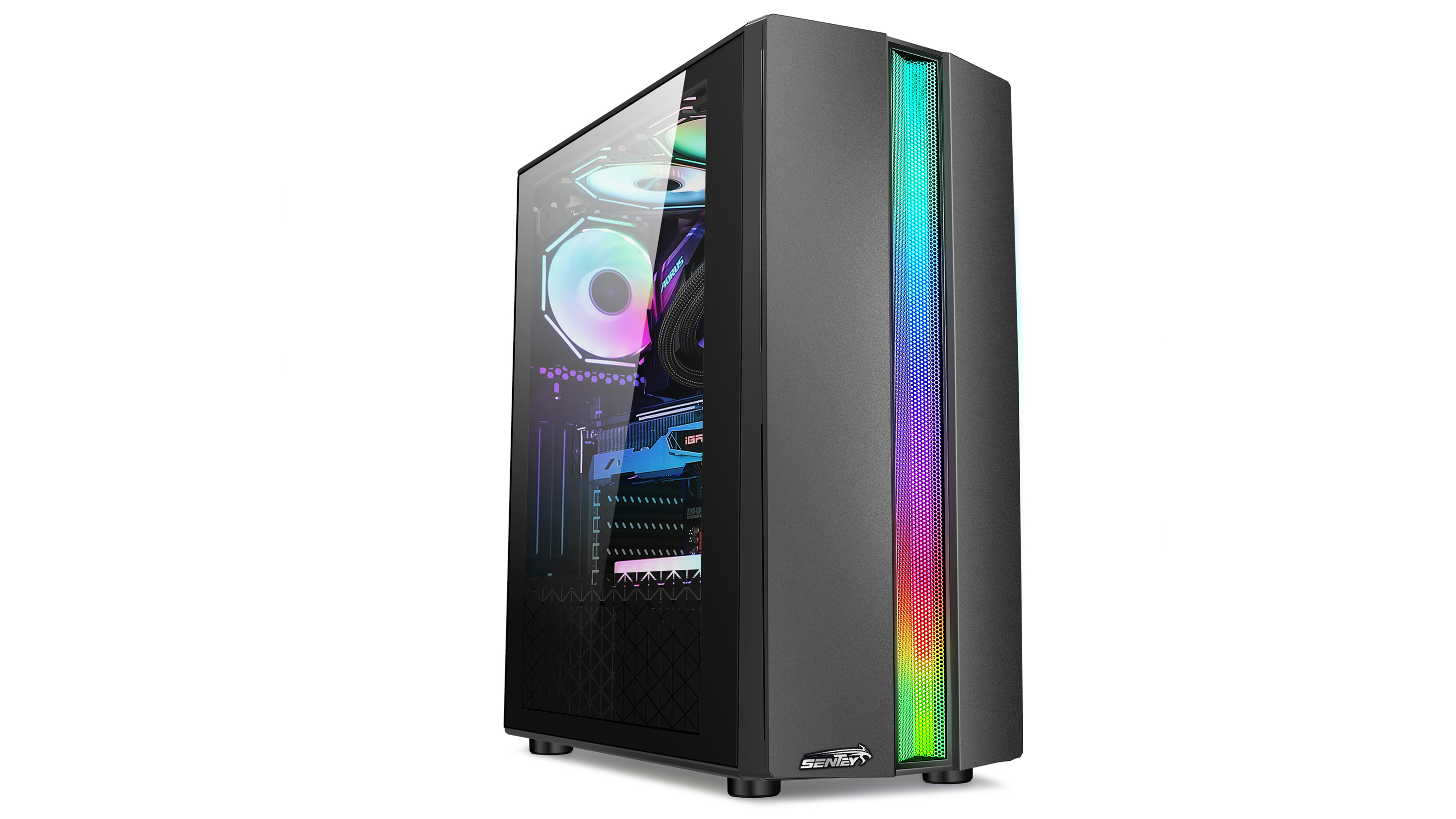 Gabinete Sentey S20 Frente RGB lateral acrilico