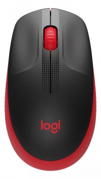 Mouse Inalambrico Logitech M190 Full Size Negro y Rojo