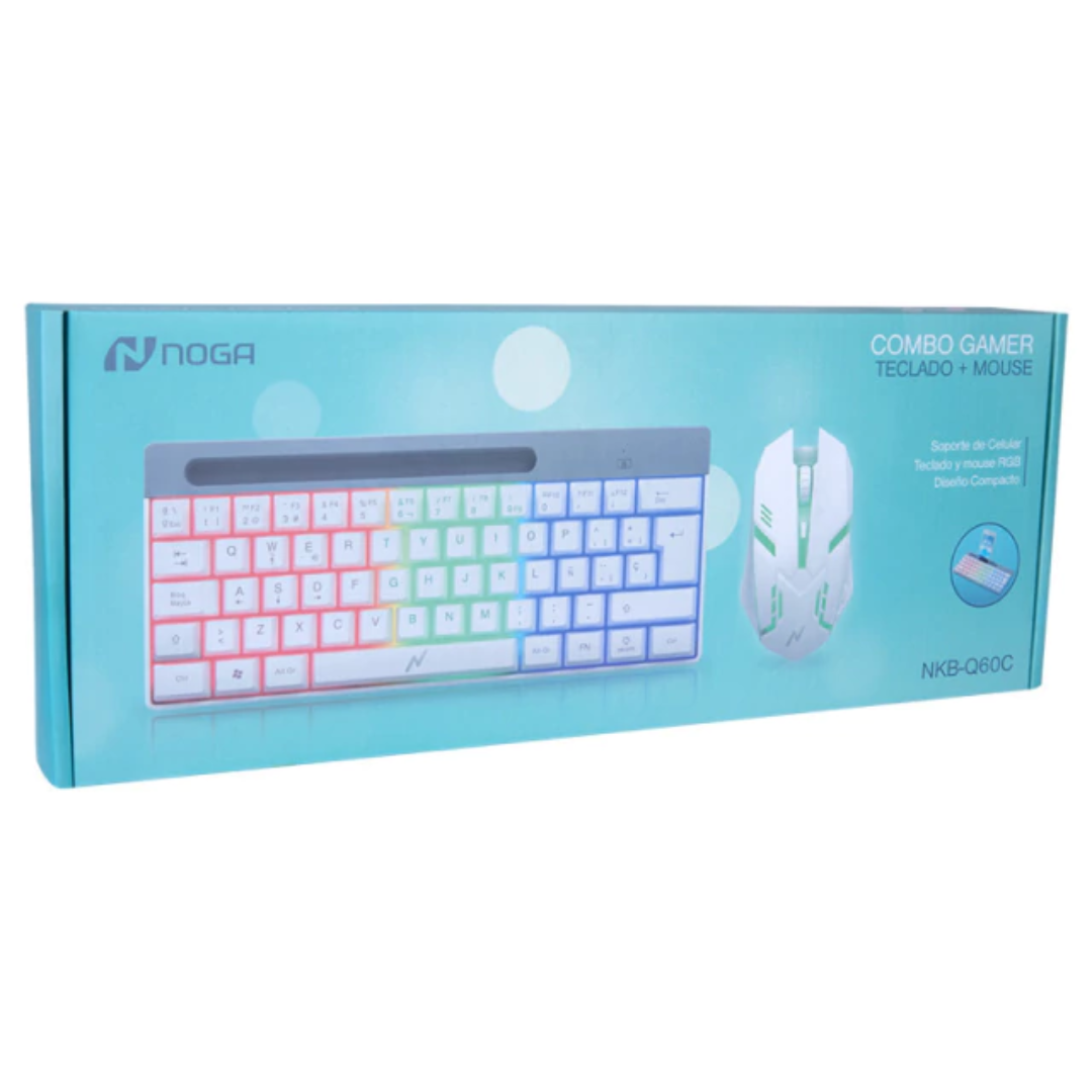Combo Noganet Teclado + Mouse Gamer Rgb Blanco