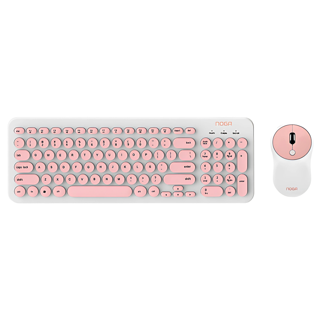 COMBO NOGA TECLADO SLIM Y MOUSE WIRELESS ROSA