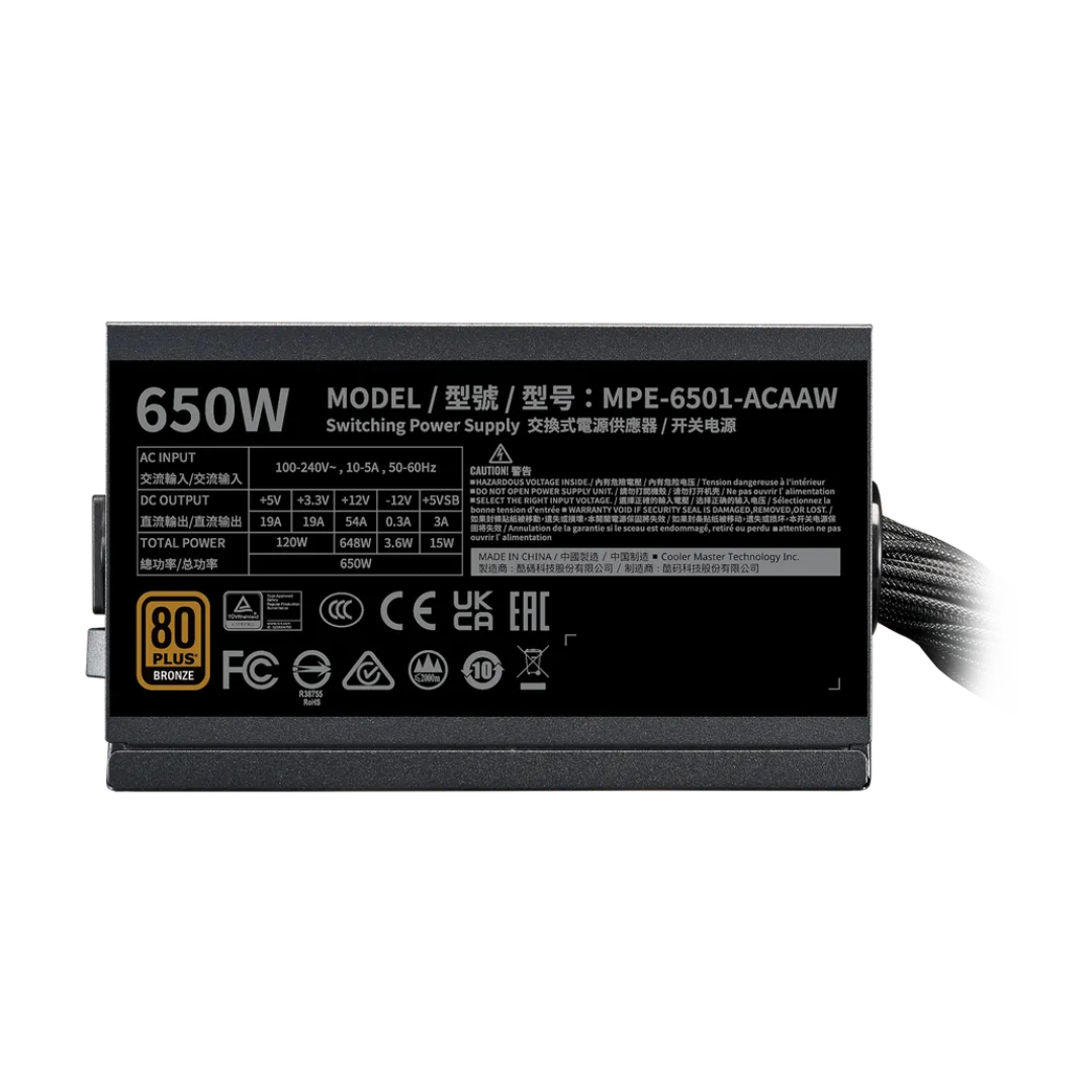 Fuente Coolermaster Mwe Bronze V2 650w 80plus