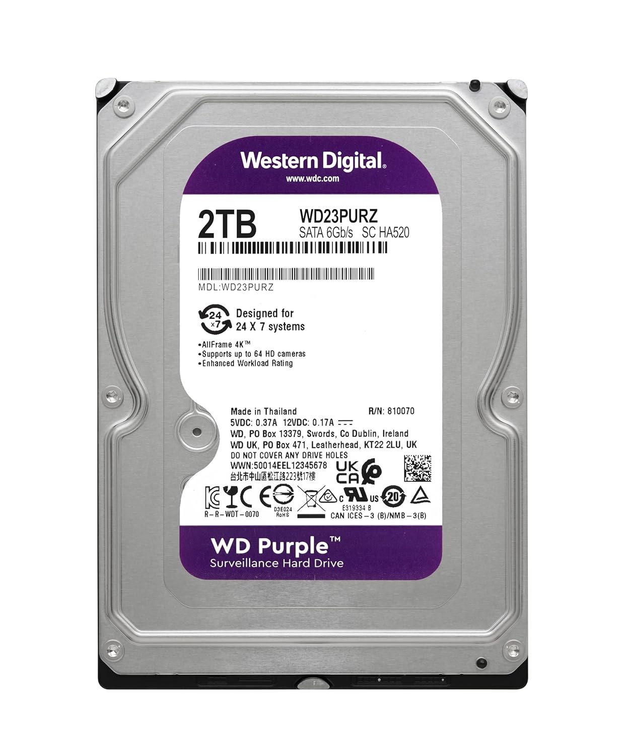 Disco Hdd Interno Wester Digital 2tb 3.5 Purple