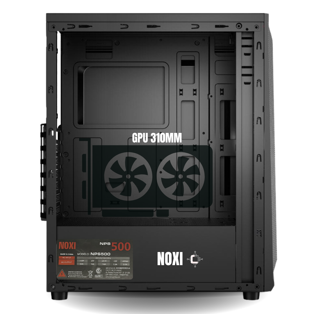 Gabinete Noxi Kurt 3 Fanes + Fuente Noxi 500w