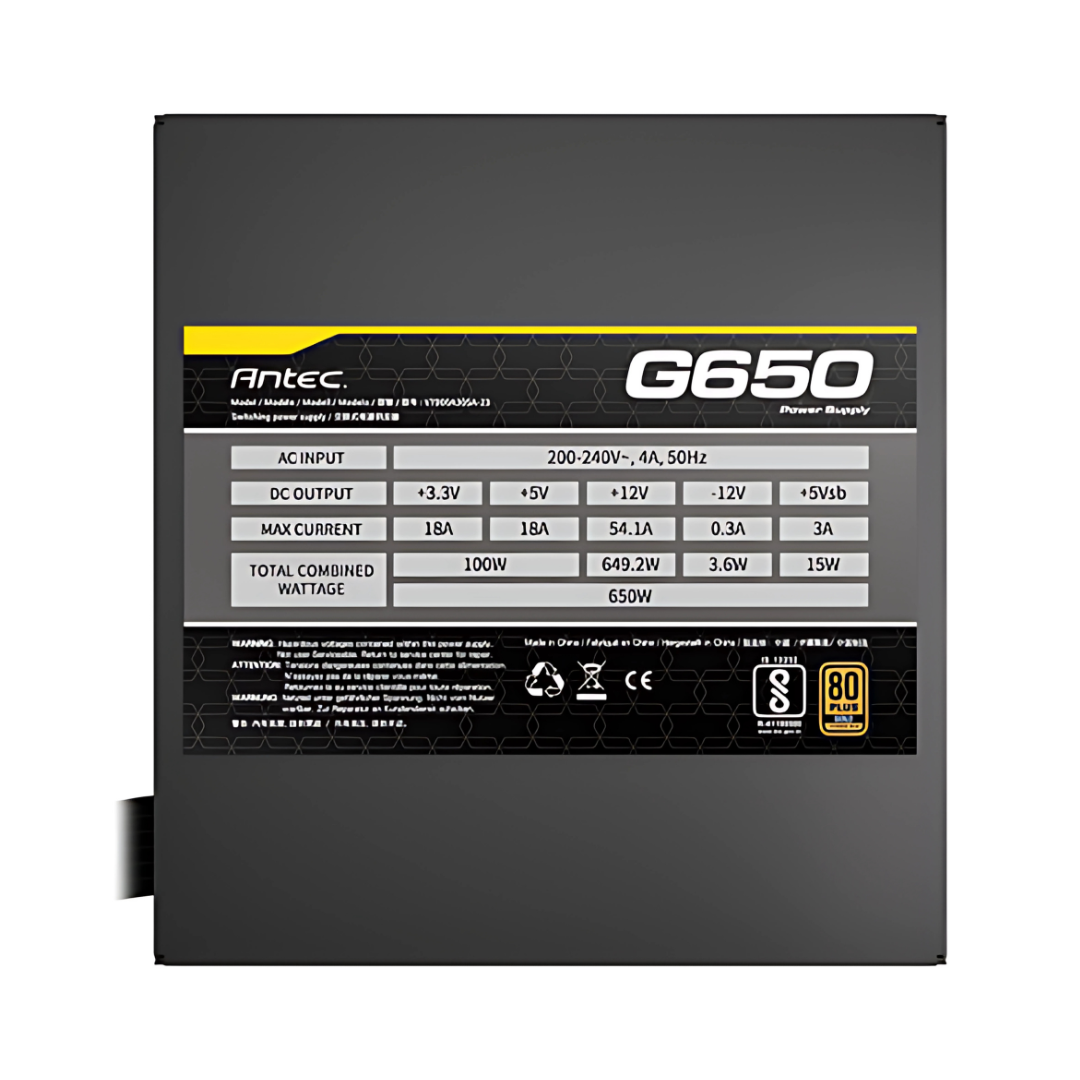 Fuente Antec 650w 80 Plus Gold Semi Modular Atom G650 Ar