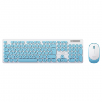 COMBO NOGA TECLADO Y MOUSE WIRELESS BLANCO Y CELESTE