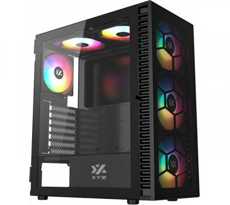 GABINETE GAMER XYZ MAVERICK BLACK 6X120MM ARGB
