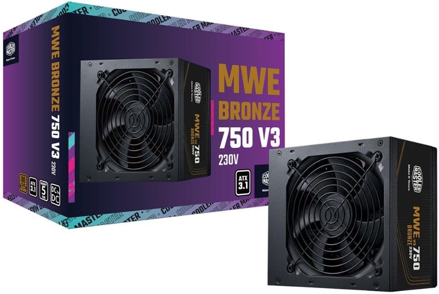 FUENTE GAMER COOLERMASTER MWE BRONZE V3 750W