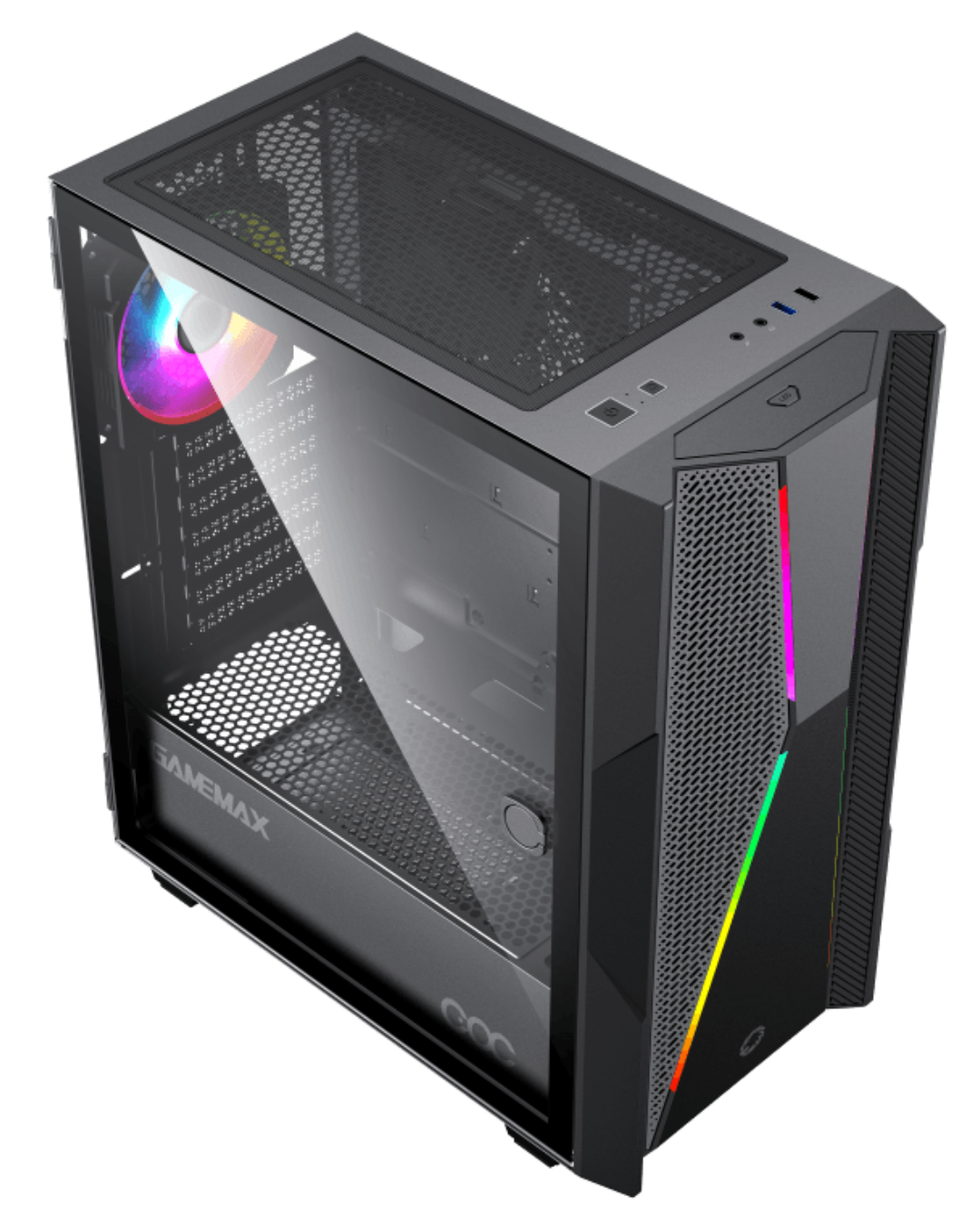 GABINETE GAMER GAMEMAX TYPHOON COC 2XFAN ARGB E-ATX