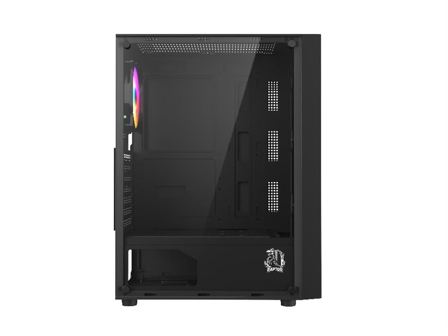 GABINETE GAMER RAPTOR VORTEX TG MID-TOWER RGB FAN X1 + LED FRONTAL X3