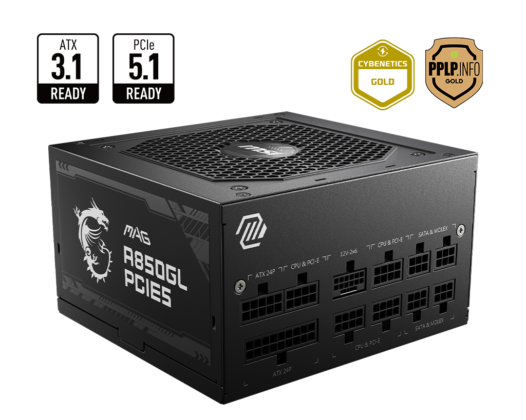FUENTE GAMER MSI MAG A850GL 850W 80P GOLD FULL MODULAR PCIE 5.1 ATX 3.1