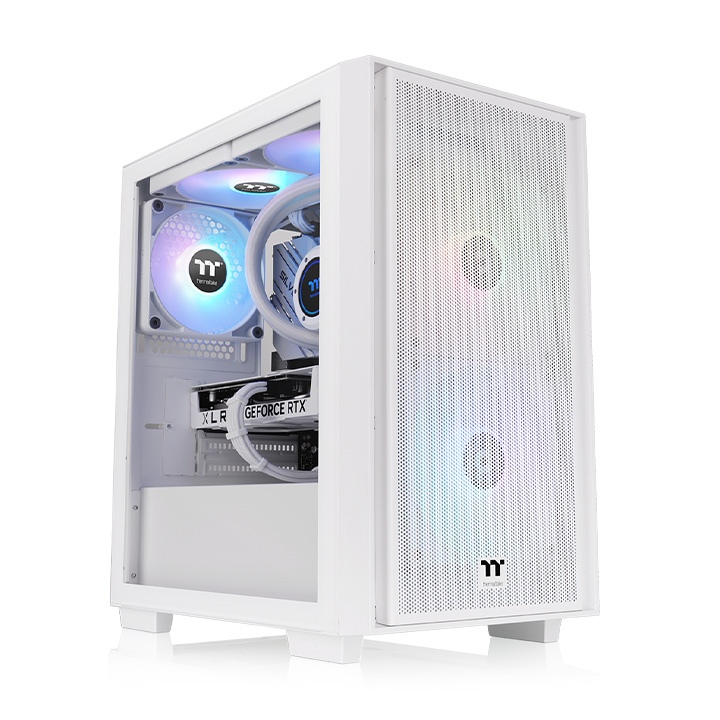 GABINETE GAMER THERMALTAKE H16 M-TOWER FAN ARGB X3 SNOW WHITE C/FUENTE 650W 80PLUS BRONZE 