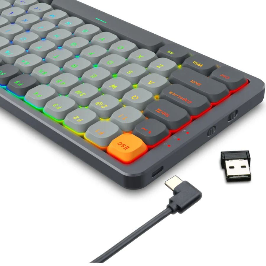 Redragon gamer keyboard, azure k652, grey, triple connectivity, RGB connectivity, 75
