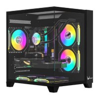 GABINETE GAMER FORMULA V CRYSTAL Z9M FLOE BLACK - INCLUYE 5 COOLERS ARGB