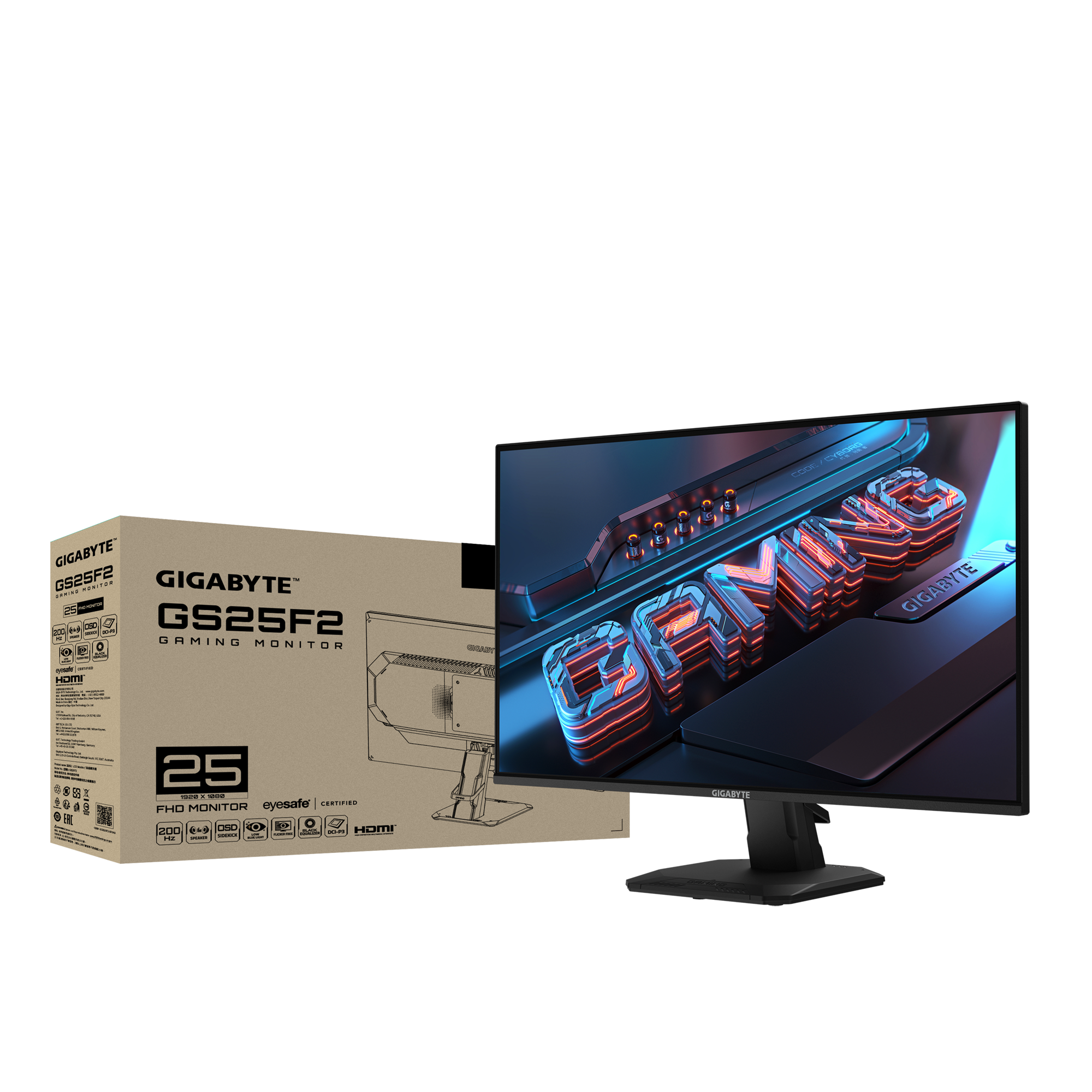 Monitor Gamer Gigabyte GS25F2 FHD IPS (144Hz - 200Hz) con Parlante