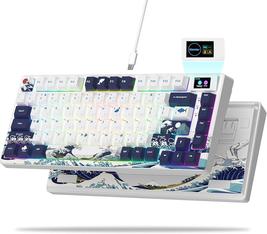 TECLADO MECANICO 80 WOMIER SK80 KANAGAWA 75% PANTALLA BLANCO