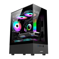 GABINETE SENTEY H10 BLACK VIDRIO TEMPLADP + 5 COOLERS ARGB.