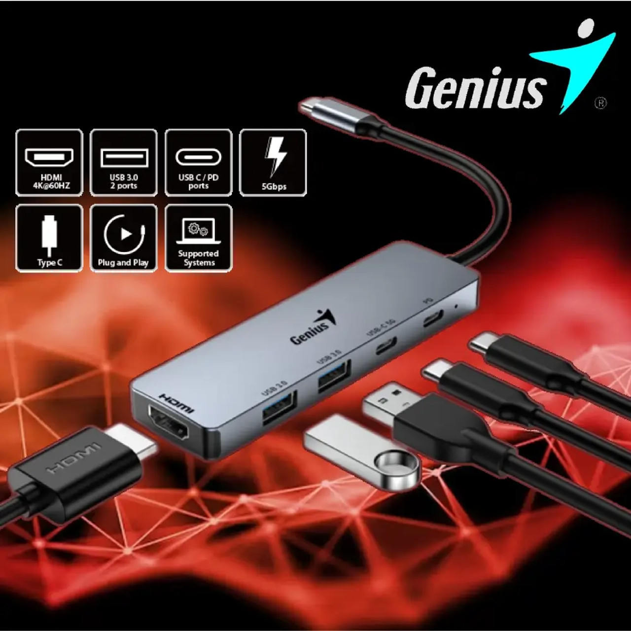 Hub Adaptador USB - C Genius PD-100w
