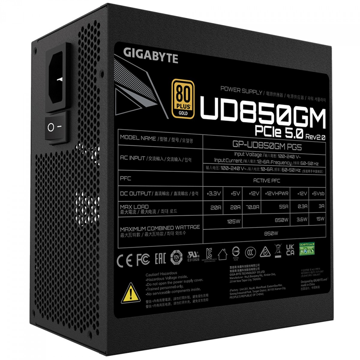 Fuente PC Certificada GIGABYTE 850W GOLD 850W UP GOLD MODULAR