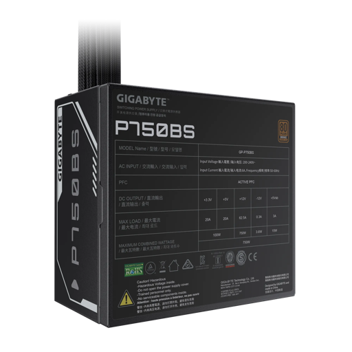 Fuente PC Certificada GIGABYTE 750 W 80PLUS BRONCE P750BS 80PLUS BRONCE