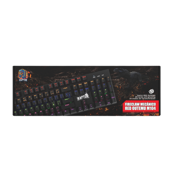 Perifericos Teclado Gamer RAPTOR FIRECLAW MECANICO M104 RETROILUMINADO RED
