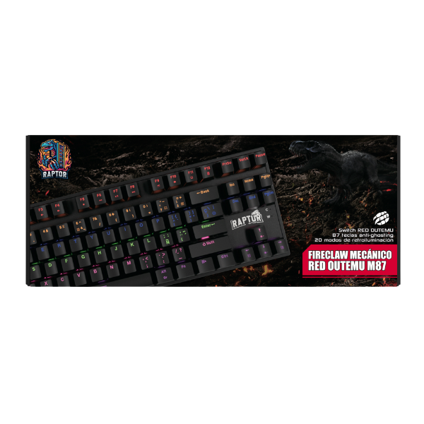 Perifericos Teclado Gamer RAPTOR FIRECLAW MECANICO M87 RETORILUMINADO RED