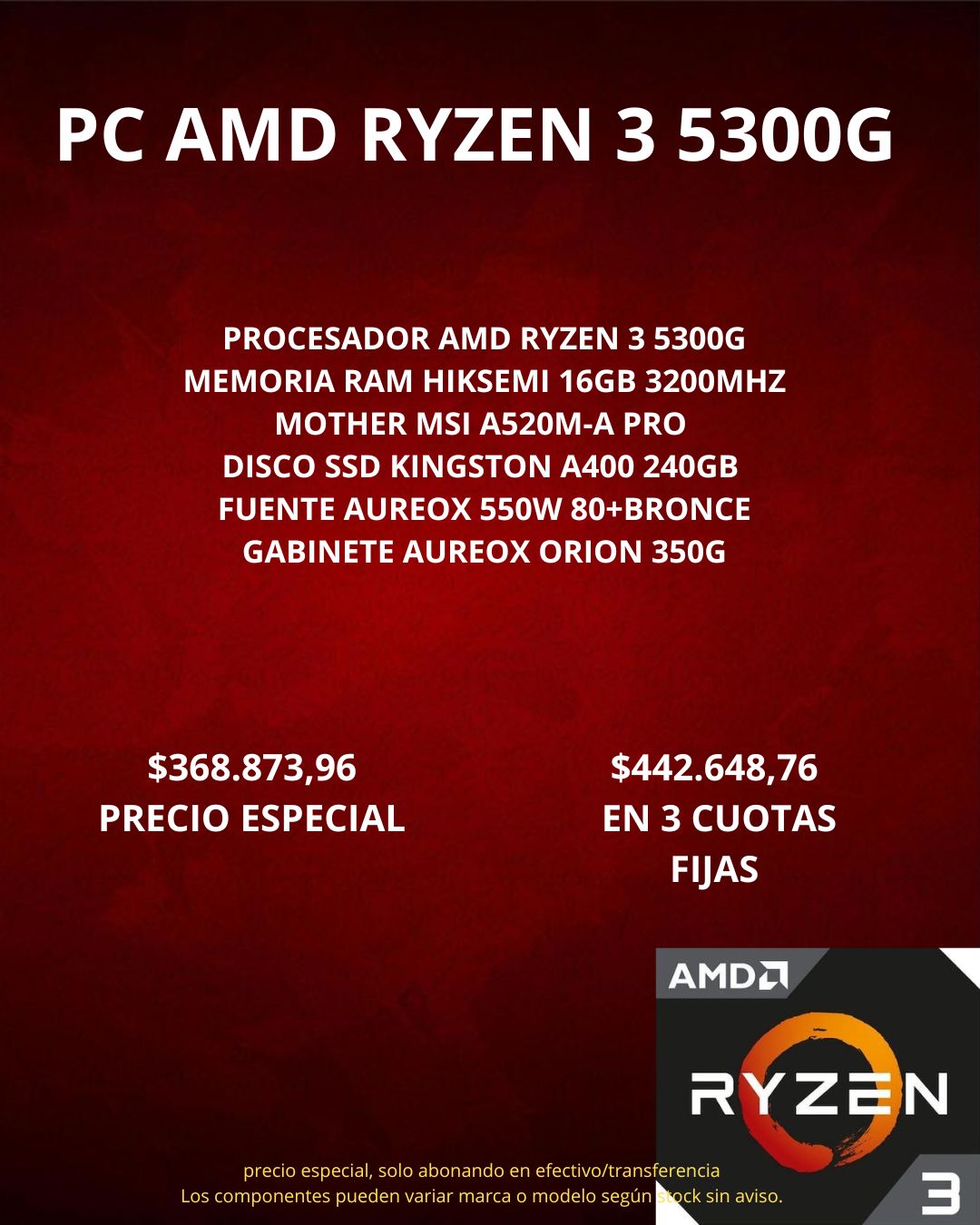 PC RYZEN 3 5300G