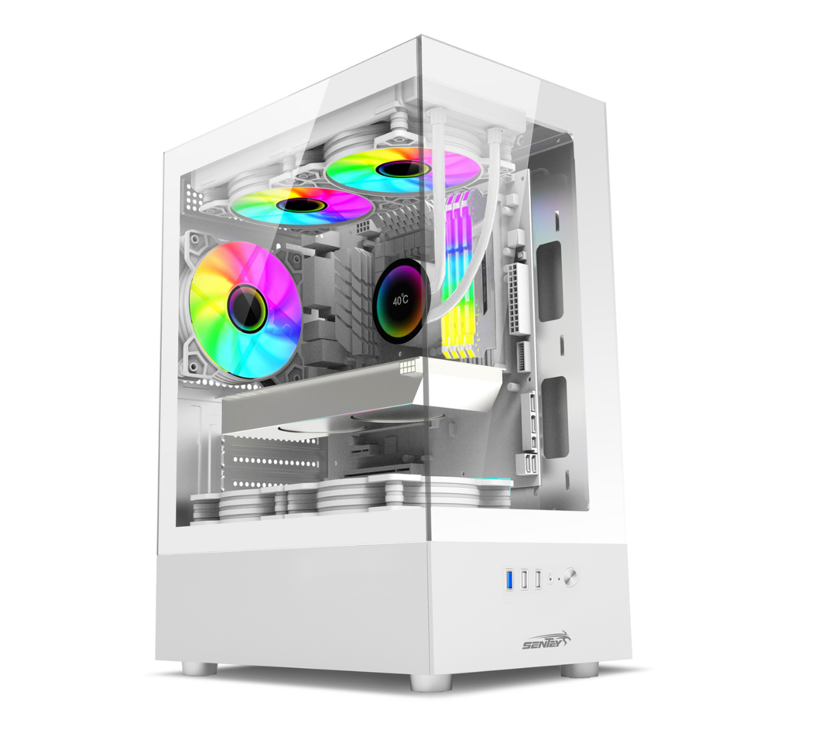 Gabinete H10 6100-sf Tg White Sentey
