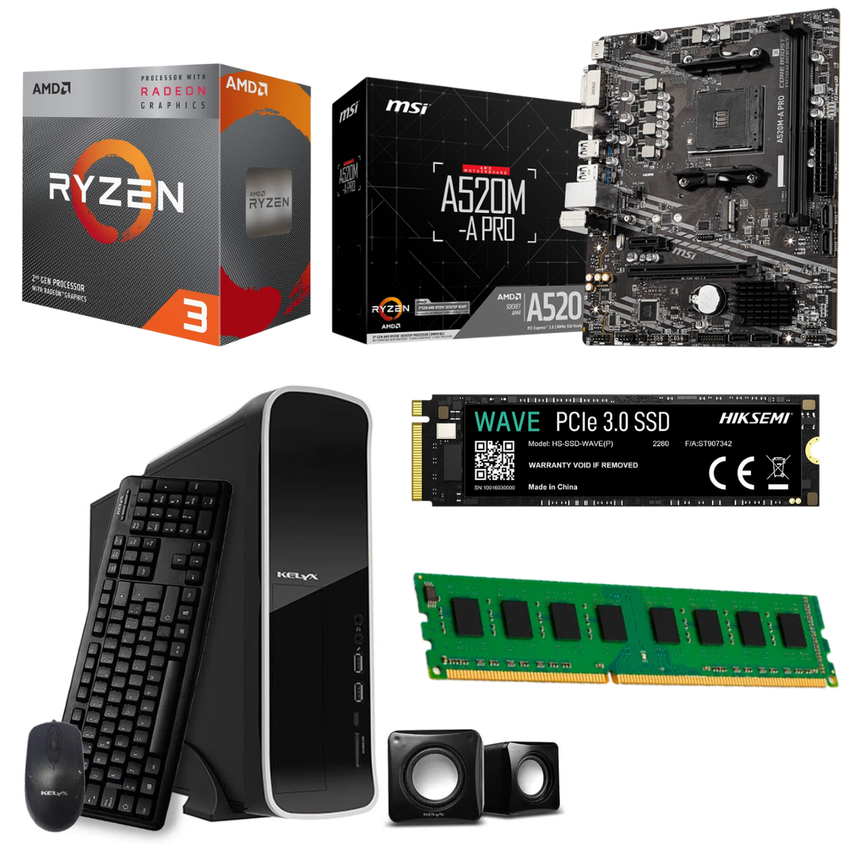 Pc Escritorio Slim Amd Ryzen 3-3200 8G 3200Mhz Ssd 128G Nvme