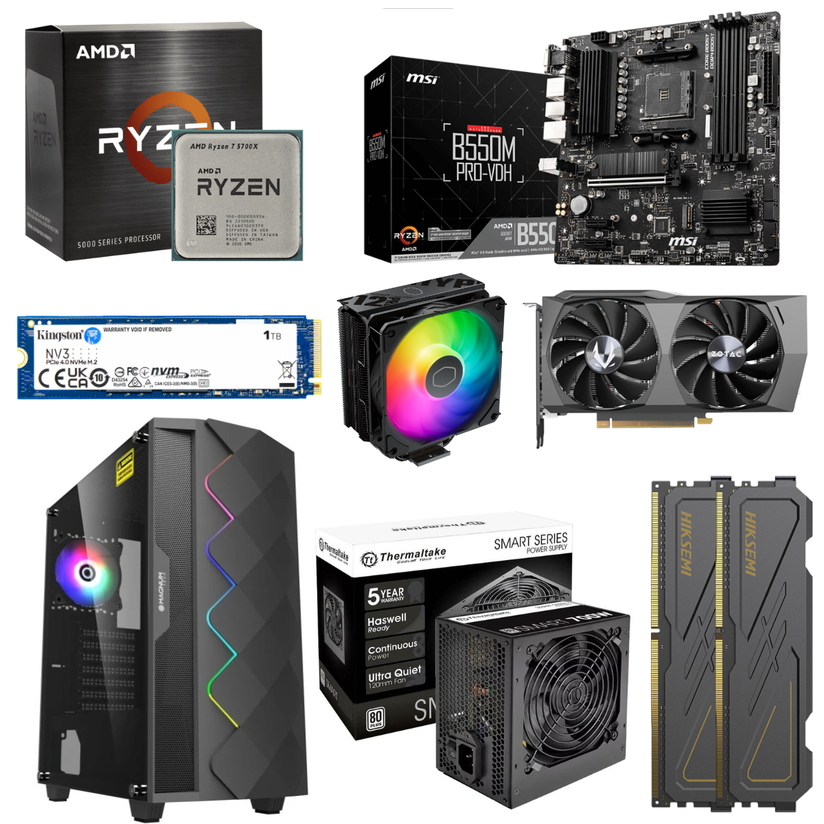 Pc Gamer Magnum Tech Amd Ryzen 7 5700X 16Gb Ssd 1Tb Rtx 3050